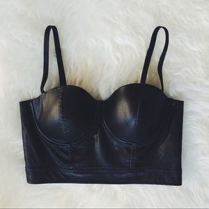Guess Faux Leather Cropped Bustier